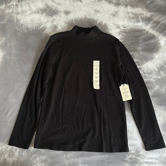 St. John’s Bay Black Long Sleeve Shirt Sweater Mockneck Petite Medium - Picture 2 of 9